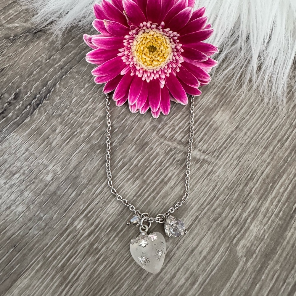 💗❄️BRIGHTON Retired Frosted Silver Heart Pendant Necklace